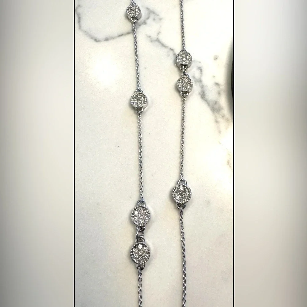 Kate Spade Silver Gatsby Dot Mini Scatter Crystal Long Necklace
